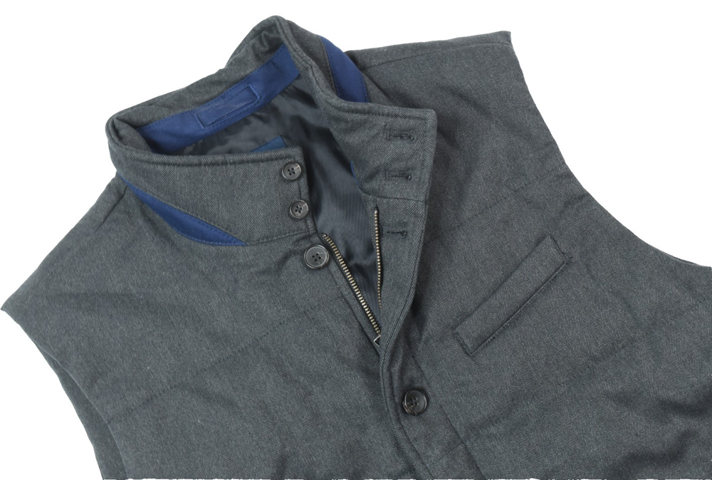 Brooks Brothers Padded Vest Mens Large Gray Full-Zip Mock Sleeveless Classic
